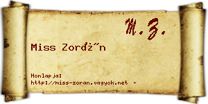 Miss Zorán névjegykártya